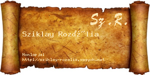 Sziklay Rozália névjegykártya
