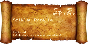 Sziklay Rozália névjegykártya